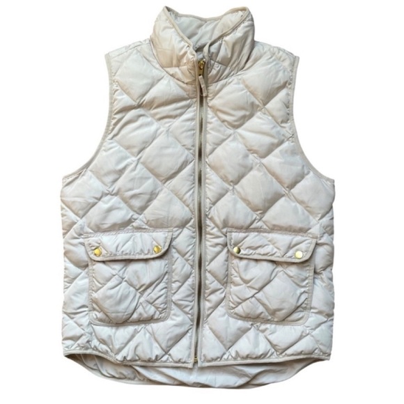 WOOLRICH Women's Preppy Warm White Ivory Down Filled Quilted Puffer Vest Sz L - Picture 1 of 7